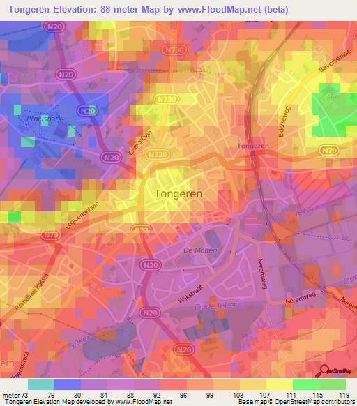 Tongeren,Belgium Elevation Map