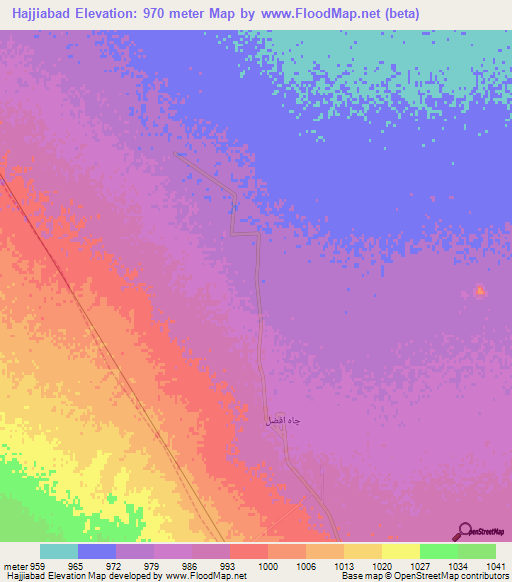 Hajjiabad,Iran Elevation Map