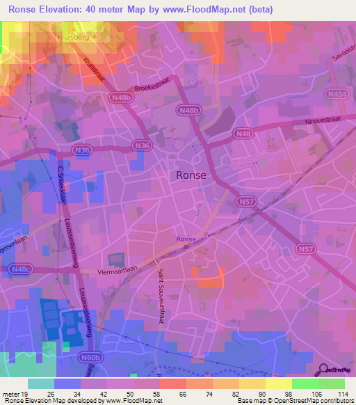 Ronse,Belgium Elevation Map
