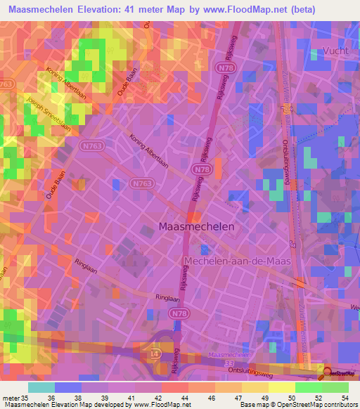 Maasmechelen,Belgium Elevation Map