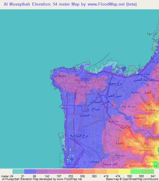 Al Musaytbah,Lebanon Elevation Map