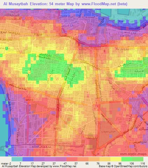 Al Musaytbah,Lebanon Elevation Map