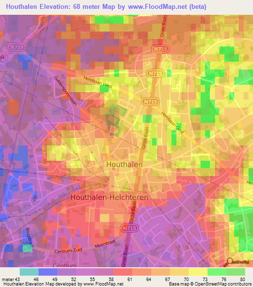 Elevation of Houthalen,Belgium Elevation Map, Topography, Contour