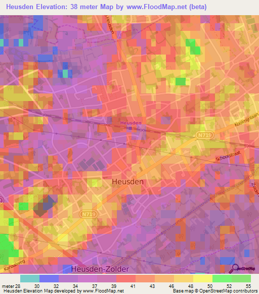 Heusden,Belgium Elevation Map