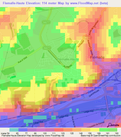 Flemalle-Haute,Belgium Elevation Map