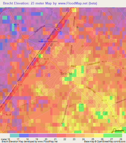 Brecht,Belgium Elevation Map