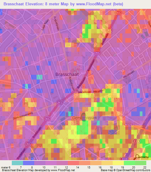 Brasschaat,Belgium Elevation Map