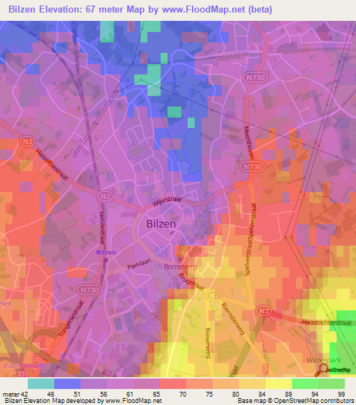 Bilzen,Belgium Elevation Map