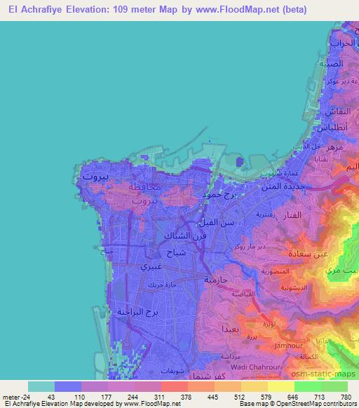 El Achrafiye,Lebanon Elevation Map