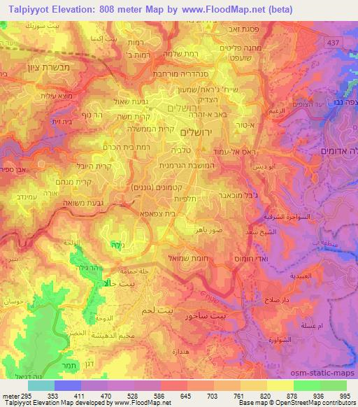 Talpiyyot,Israel Elevation Map