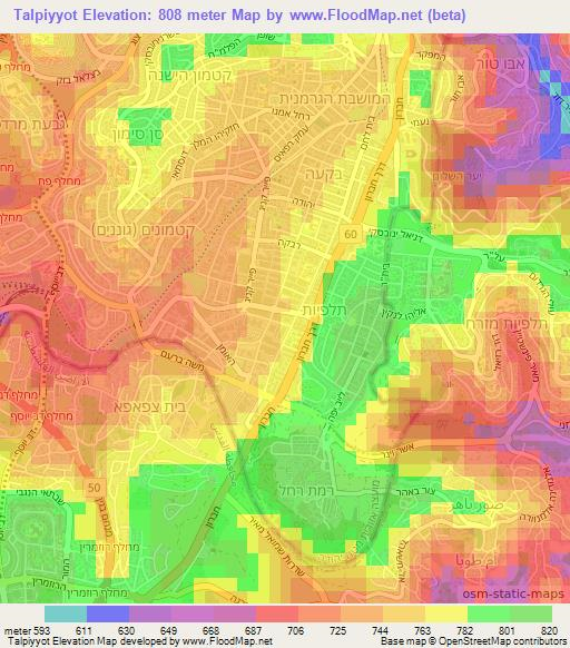 Talpiyyot,Israel Elevation Map