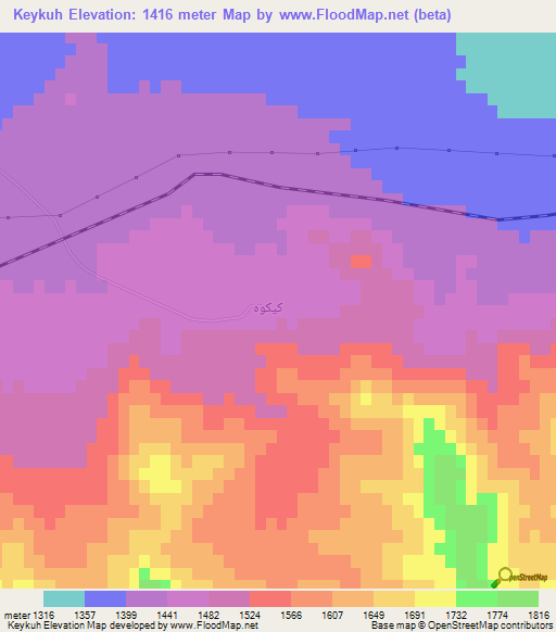 Keykuh,Iran Elevation Map