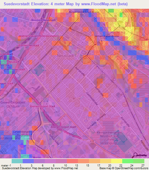 Suedevorstadt,Germany Elevation Map