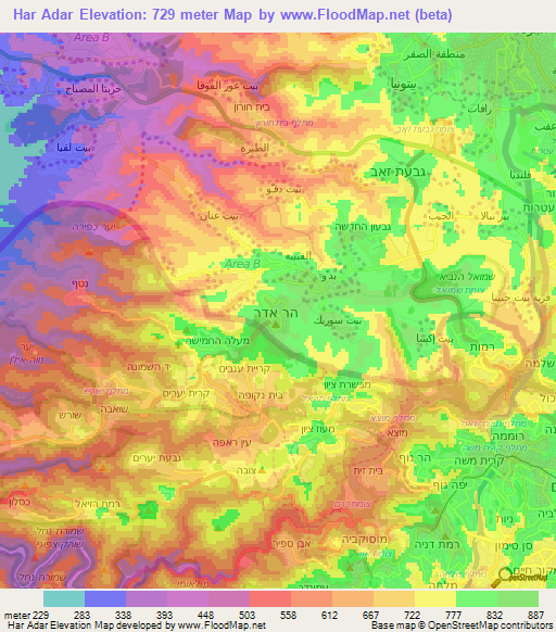 Har Adar,Israel Elevation Map