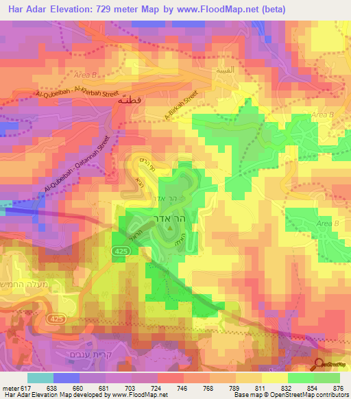 Har Adar,Israel Elevation Map