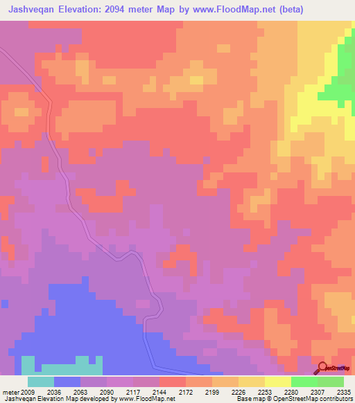 Jashveqan,Iran Elevation Map