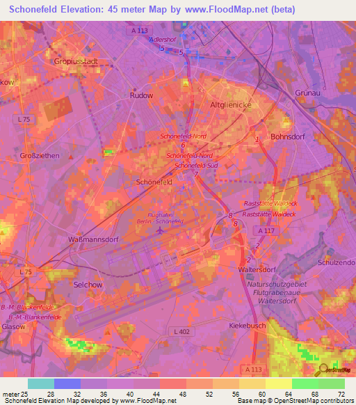 Schonefeld,Germany Elevation Map