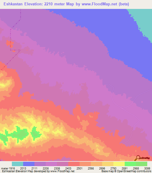 Eshkastan,Iran Elevation Map