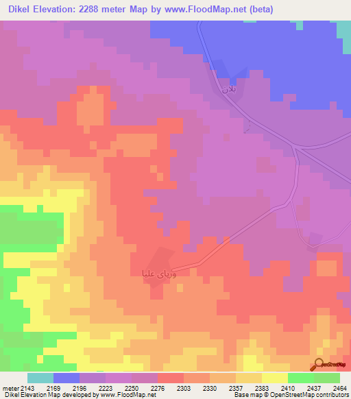 Dikel,Iran Elevation Map