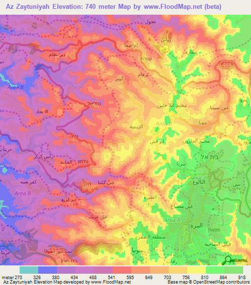 Az Zaytuniyah,Palestinian Territory Elevation Map