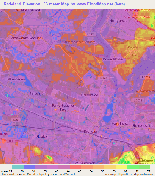 Radeland,Germany Elevation Map