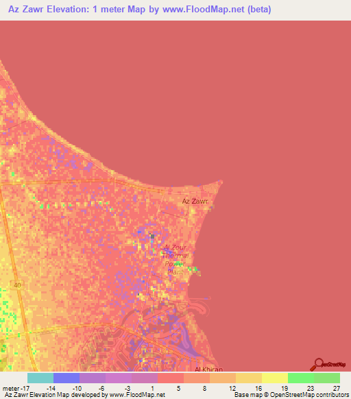Az Zawr,Kuwait Elevation Map