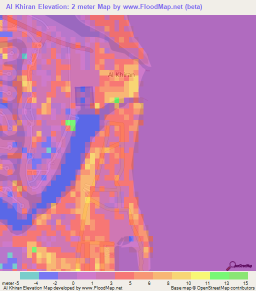 Al Khiran,Kuwait Elevation Map