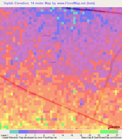 `Uqdah,Oman Elevation Map
