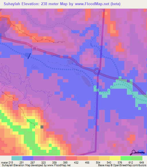 Suhaylah,United Arab Emirates Elevation Map