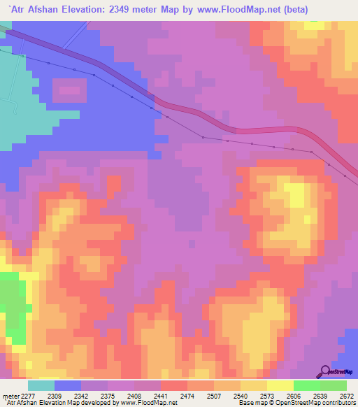 `Atr Afshan,Iran Elevation Map