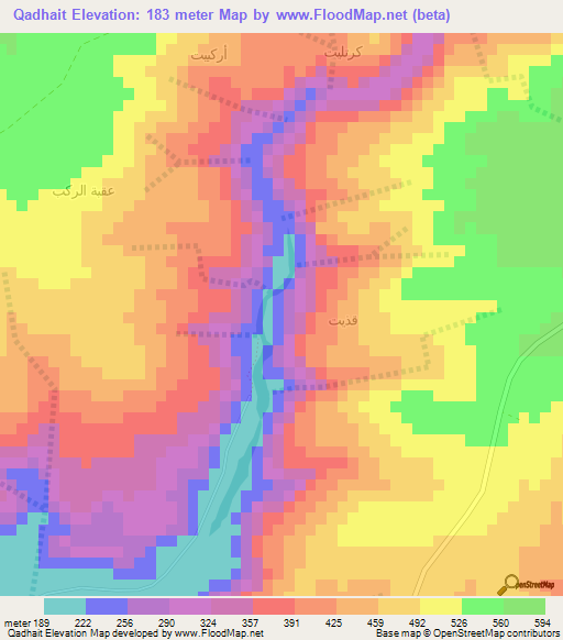 Qadhait,Oman Elevation Map
