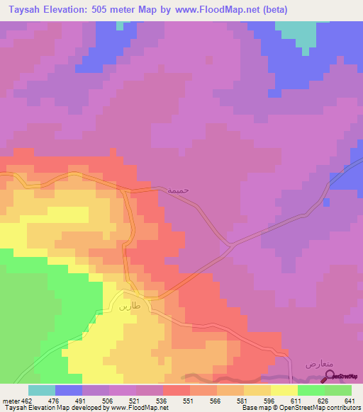 Taysah,Syria Elevation Map