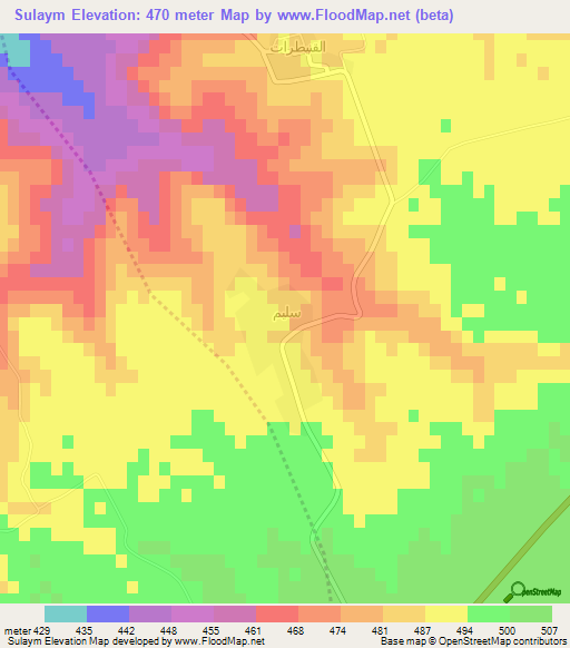 Sulaym,Syria Elevation Map