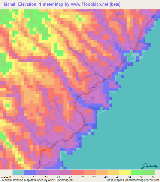 Mahall,Oman Elevation Map