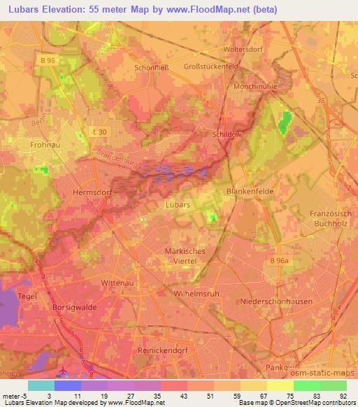 Lubars,Germany Elevation Map