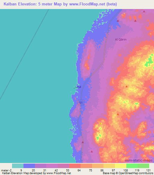 Kalban,Oman Elevation Map