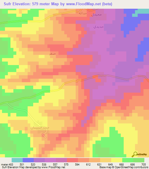 Sufr,Syria Elevation Map
