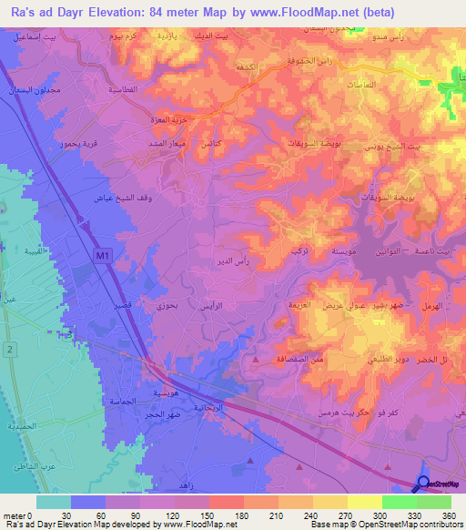 Ra's ad Dayr,Syria Elevation Map