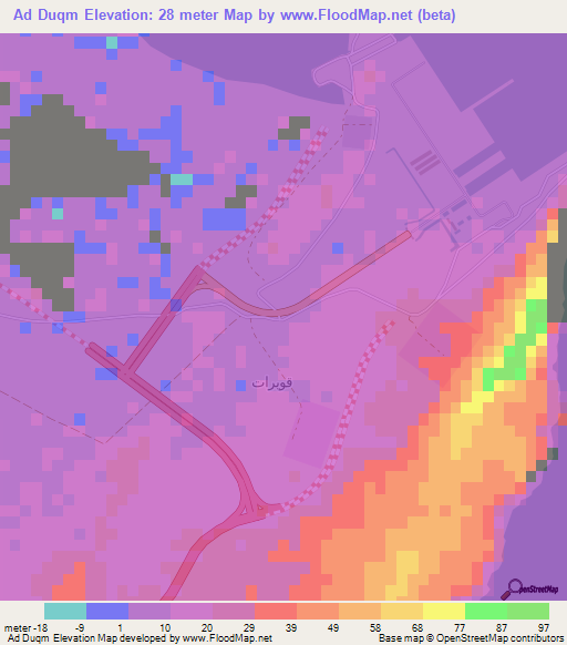 Ad Duqm,Oman Elevation Map