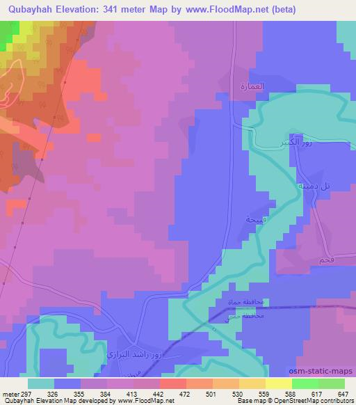 Qubayhah,Syria Elevation Map