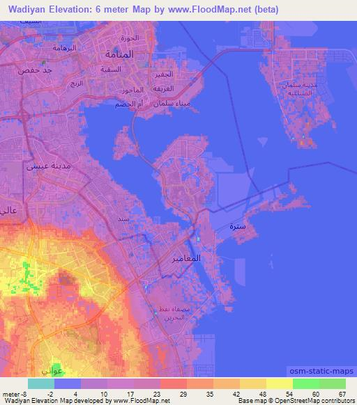 Wadiyan,Bahrain Elevation Map