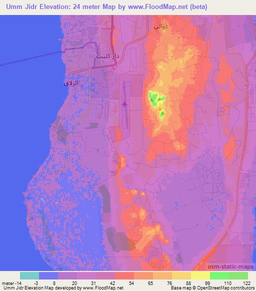 Umm Jidr,Bahrain Elevation Map