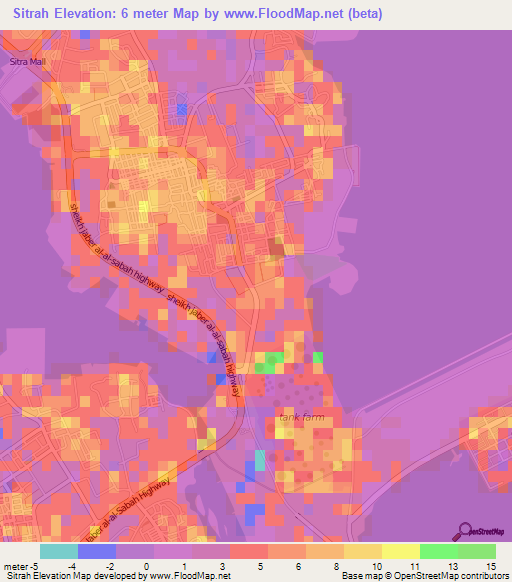 Sitrah,Bahrain Elevation Map
