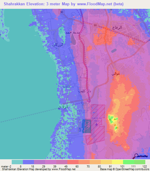 Shahrakkan,Bahrain Elevation Map