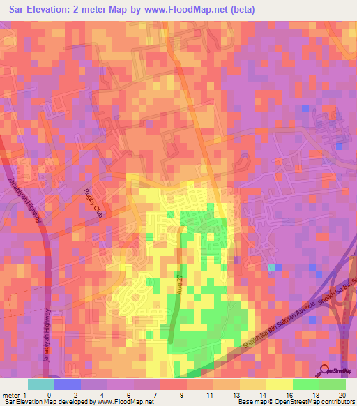 Sar,Bahrain Elevation Map