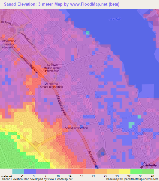 Sanad,Bahrain Elevation Map