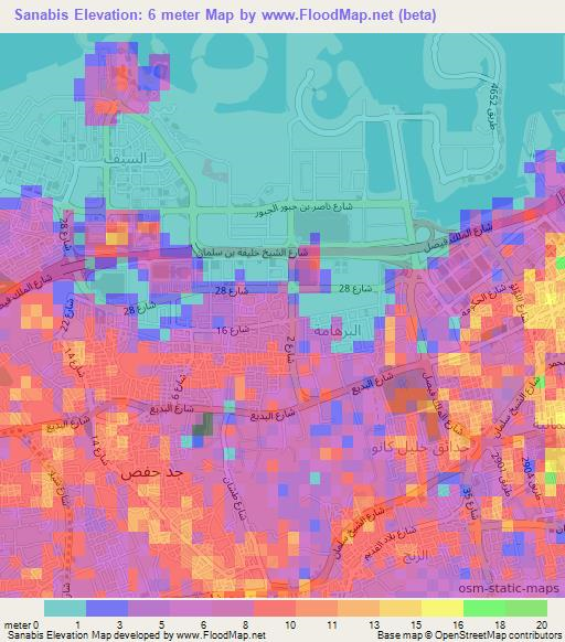 Sanabis,Bahrain Elevation Map