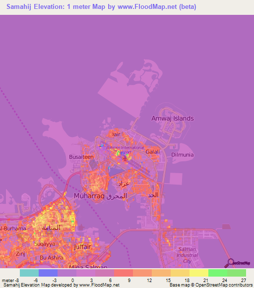 Samahij,Bahrain Elevation Map