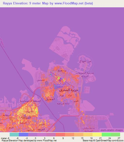 Rayya,Bahrain Elevation Map