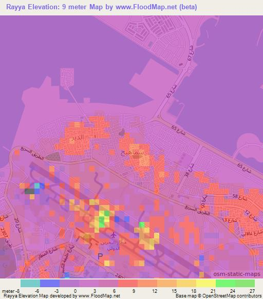 Rayya,Bahrain Elevation Map